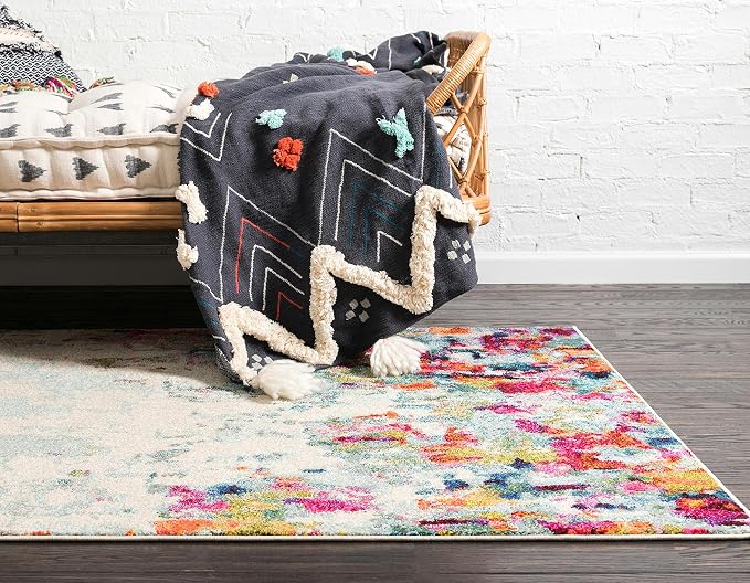Unique Loom Chromatic Collection Area Rug - Joyous (4' 1" x 6' 1" Rectangle Multi/Blue)