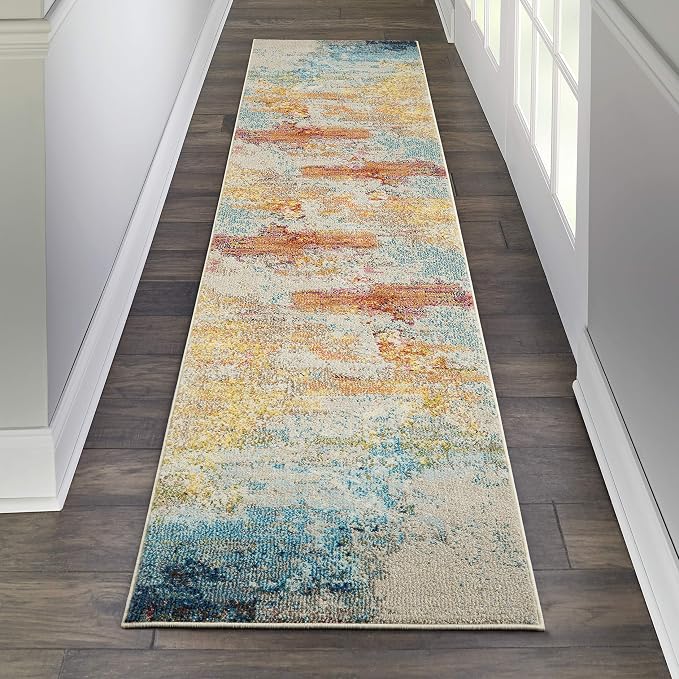 Nourison Home Celestial Sealife 2'2" x 12' Area Rug - Easy Clean, Non Shedding, Bed Room, Living Room, Dining Room, Kitchen (12' Runner)