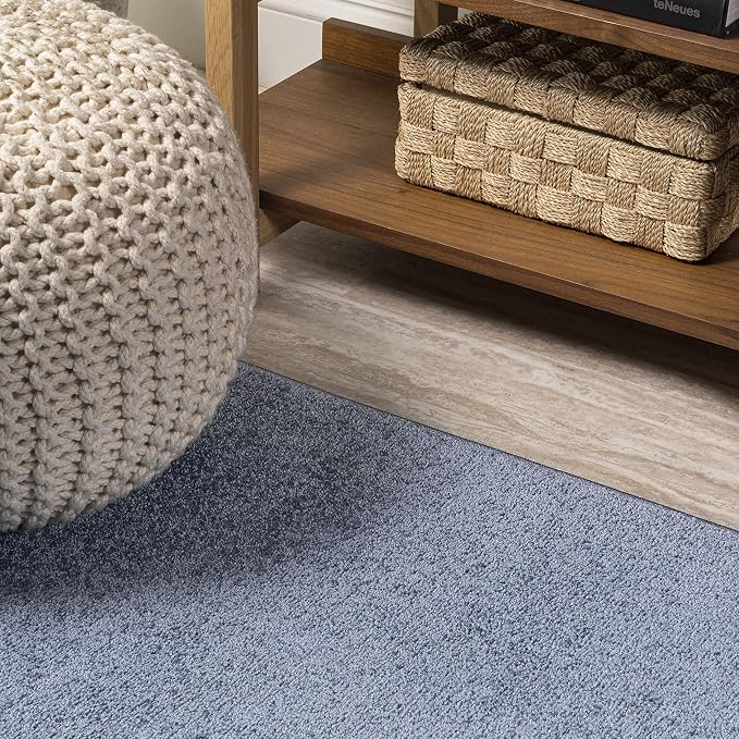 JONATHAN Y Haze Solid Low-Pile Classic Blue 5' Round Indoor Area Rug, Coastal,Bohemian,Minimalist,Classic, Easy-Cleaning for Living Room,Bedroom,Kitchen,Pet Friendly,Non-Shedding (SEU100F-5R)