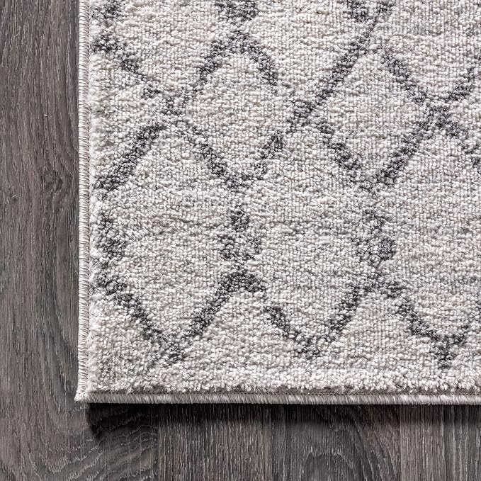 JONATHAN Y Boho Vintage Diamond Cream/Gray Runner Rug 2X18 ft, Moroccan Hype for Living Room, Bedroom, Kitchen, Office, Easy-Cleaning, High Traffic, Pet-Friendly, Non-Shedding (MOH101B-218)