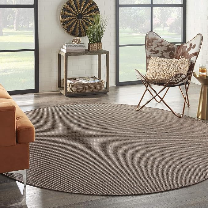 Nourison Home Positano Natural 8' x Round Area Rug - Easy Clean, Non Shedding, Bed Room, Living Room, Dining Room, Kitchen (8' x Round)