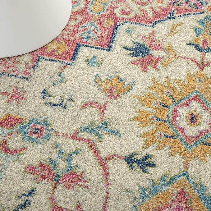 Nourison Home Passion Ivory Pink 5'3" x 7'3" Area Rug - Easy Clean, Non Shedding, Bed Room, Living Room, Dining Room, Kitchen (5' x 7')