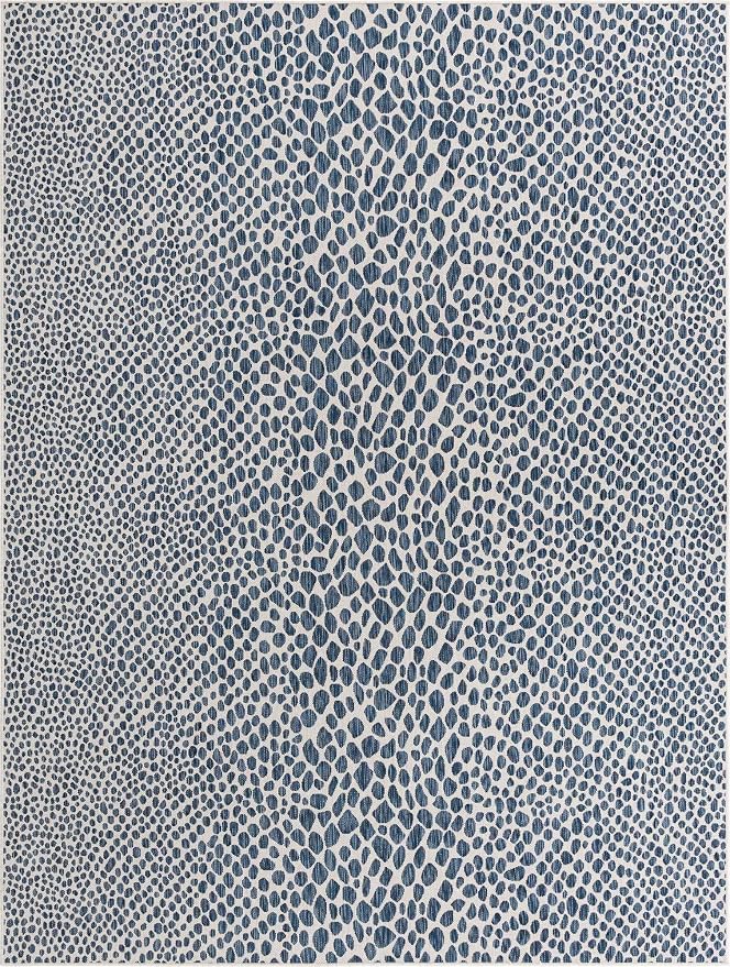 Unique Loom Outdoor Collection Area Rug - Cape Town (9' x 12' Rectangle, Blue/Ivory)