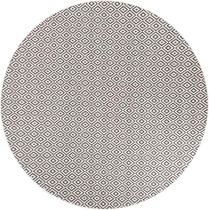 Jill Zarin Jill Zarin Outdoor Collection Area Rug - Costa Rica (10' Round Charcoal Gray/Ivory)