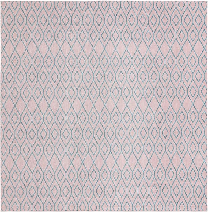 Jill Zarin Outdoor Collection Area Rug - Turks and Caicos (13' Square Pink and Aqua/Light Blue)
