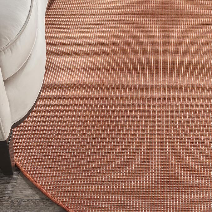 Nourison Home Positano Terracotta 8' x Round Area Rug - Easy Clean, Non Shedding, Bed Room, Living Room, Dining Room, Kitchen (8' x Round)