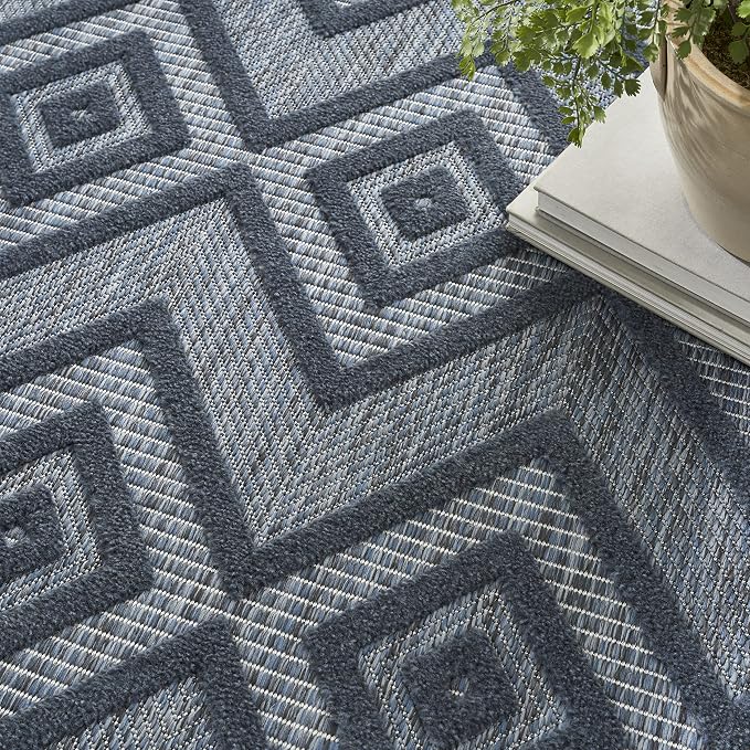 Nourison Home Versatile Navy Blue 5' x 7' Area Rug - Easy Clean, Non Shedding, Bed Room, Living Room, Dining Room, Kitchen (5' x 7')