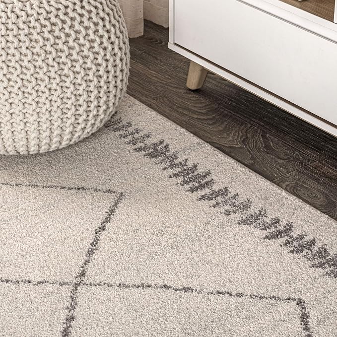 JONATHAN Y Zaina Moroccan Beni Souk Cream/Gray Runner Rug, 2x8, Contemporary, Modern, Easy-Cleaning for Living Room, Bedroom, Kitchen, Pet Friendly, Non-Shedding (MOH203B-28)