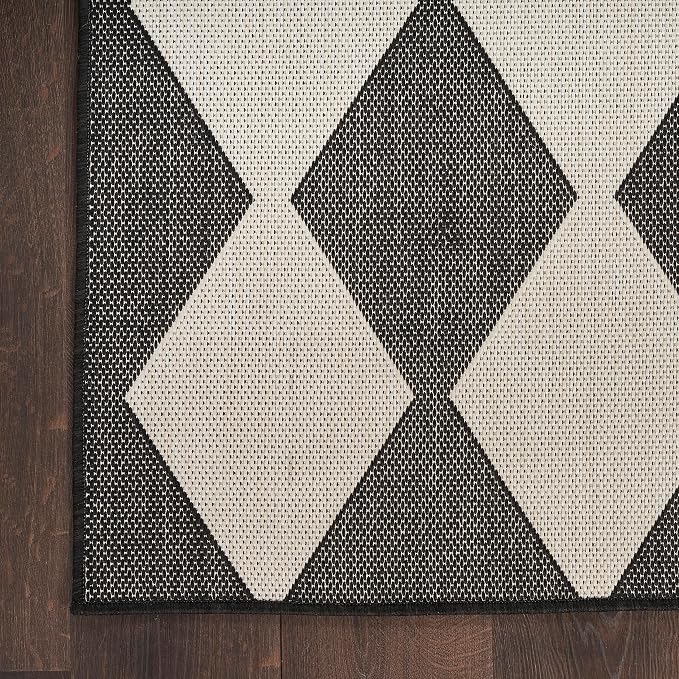 Nourison Home Positano Black 7' x 10' Area Rug - Easy Clean, Non Shedding, Bed Room, Living Room, Dining Room, Kitchen (7' x 10')