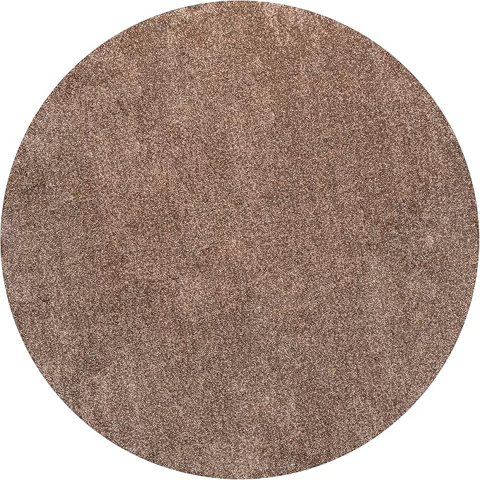 JONATHAN Y Haze Solid Low-Pile Brown 4' Round Indoor Area Rug, Coastal,Bohemian,Minimalist,Classic, Easy-Cleaning for Living Room,Bedroom,Kitchen,Pet Friendly,Non-Shedding (SEU100J-4R)
