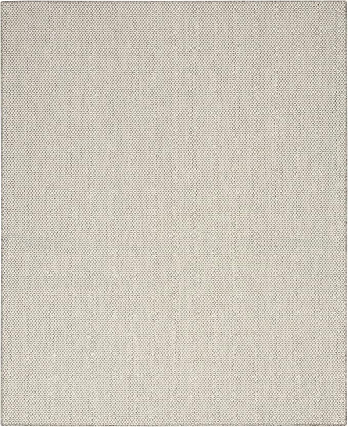 Nourison Home Courtyard Ivory Silver 8' x 10' Area Rug - Easy Clean, Non Shedding, Bed Room, Living Room, Dining Room, Kitchen (8' x 10')