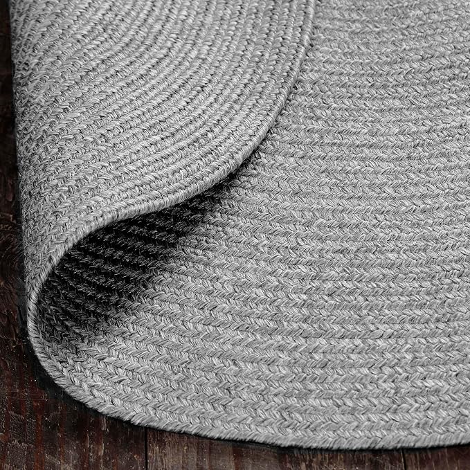 Superior Indoor/Outdoor Area Rug, Reversible Braided Floor Decor for Living Room, Kitchen, Patio, Front Porch, Modern Boho Farmhouse Rugs, Hardwood, Bedroom Accessories, 5' x 8', Slate