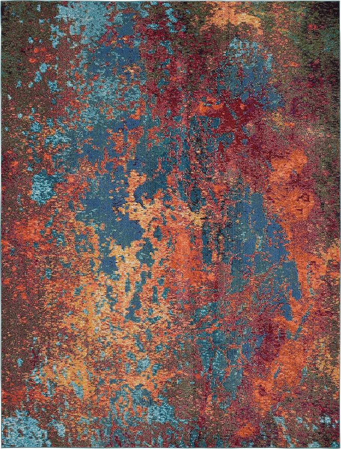 Nourison Home Celestial Atlantic 9' x 12' Area Rug - Easy Clean, Non Shedding, Bed Room, Living Room, Dining Room, Kitchen (9' x 12')