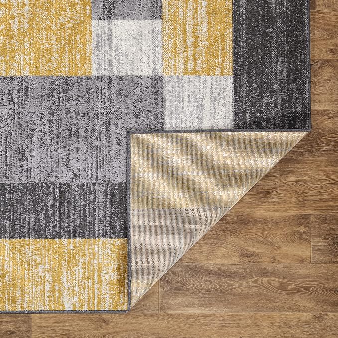 Rugshop Oslo Modern Geometric Fade-Resistant Runner Rug Yellow 2' x 7' | Rectangular, Size 2' x 7', Living Room, Bedroom, Dining Room, Home Office, Kitchen, Entryway, Hallway, Nursery, Kids Room