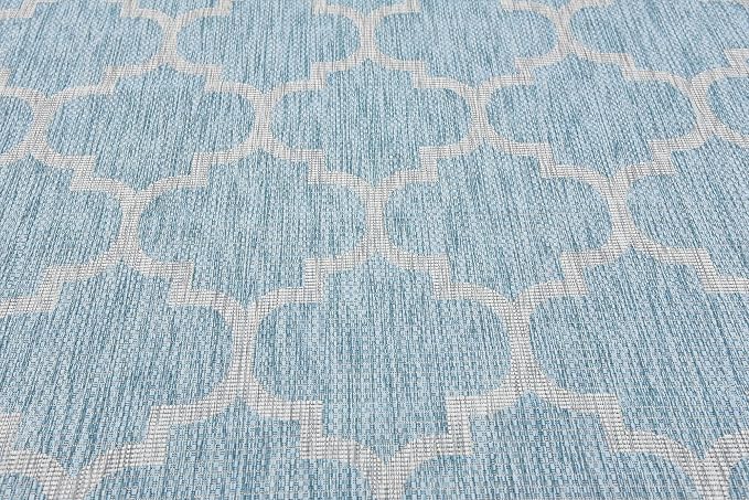 Unique Loom Outdoor Trellis Collection Area Rug (8' x 11' 4" Rectangle, Aquamarine/ Gray)