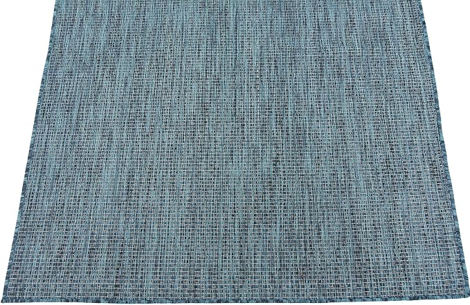 Unique Loom Outdoor Solid Collection Area Rug (4' 1" x 6' 1" Rectangle Teal/Navy Blue)