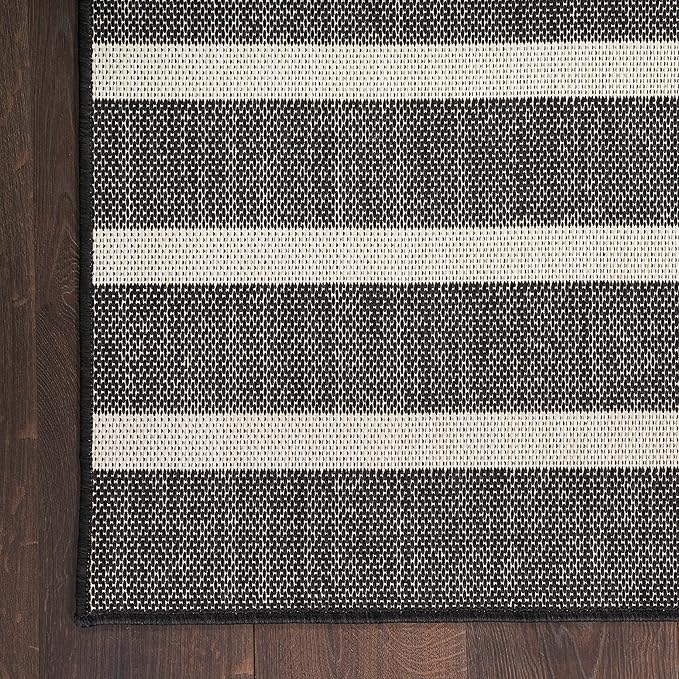 Nourison Home Positano Black Ivory 4' x 6' Area Rug - Easy Clean, Non Shedding, Bed Room, Living Room, Dining Room, Kitchen (4' x 6')