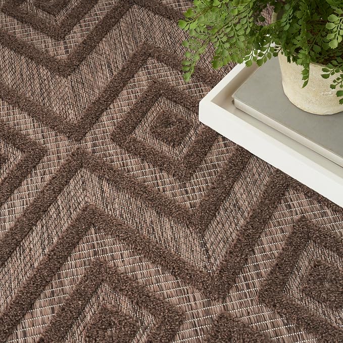 Nourison Home Versatile Brown 4' x 6' Area Rug - Easy Clean, Non Shedding, Bed Room, Living Room, Dining Room, Kitchen (4' x 6')