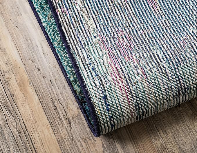 Unique Loom Chromatic Collection Modern Colorful & Vibrant Abstract Area Rug For Any Home Décor (10' 6 x 16' 5 Rectangular, Multi/ Light Blue)