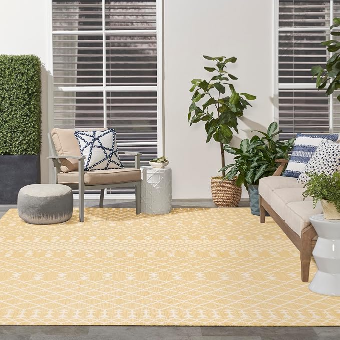 Nourison Home Positano Yellow 9' x 12' Area Rug - Easy Clean, Non Shedding, Bed Room, Living Room, Dining Room, Kitchen (9' x 12')
