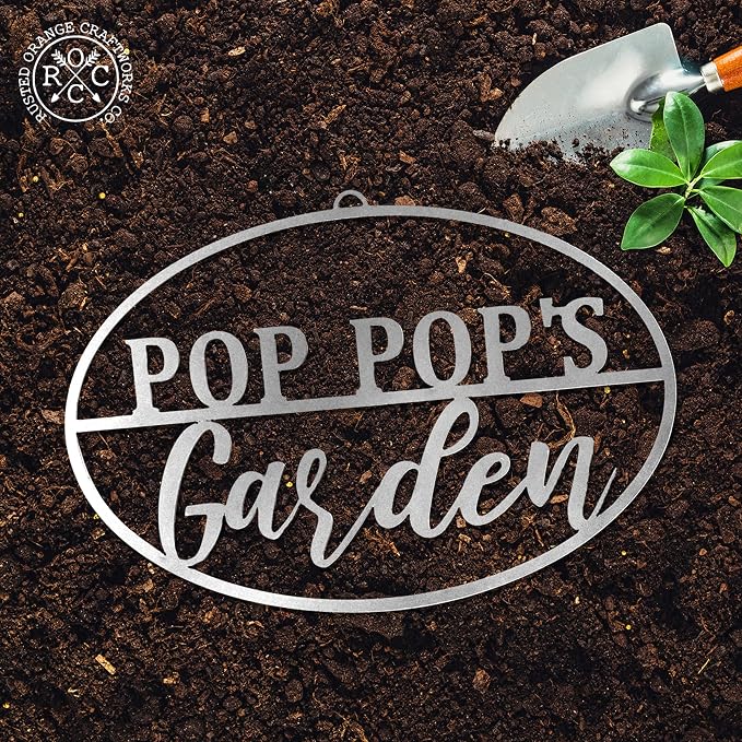 Garden Oval for Him (Pop Pop's) -Garden Signs Decorative Outdoor -Yard gifts for men -Outdoor Signs -Gifts for gardeners men -fathers day yard plaque -Gardening Signs