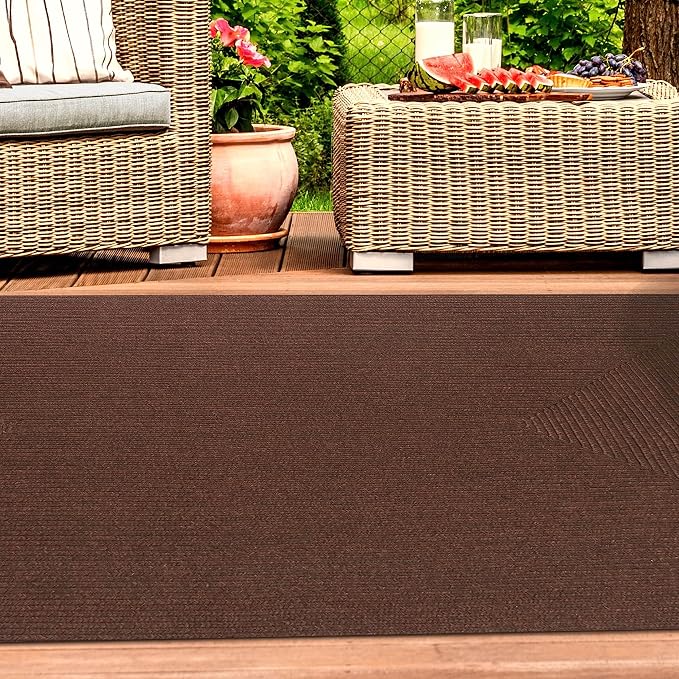 Superior Indoor/ Outdoor Area Rug, Reversible Braided Home Floor Decor for Living Room, Kitchen, Entryway, Patio, Front Porch, Deck, Modern, Boho, Farmhouse Style, 4' x 6', Cocoa