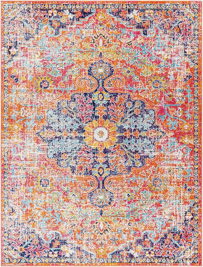 Livabliss Odelia Vintage Bohemian Area Rug,7'10" x 10'3",Pink/Orange