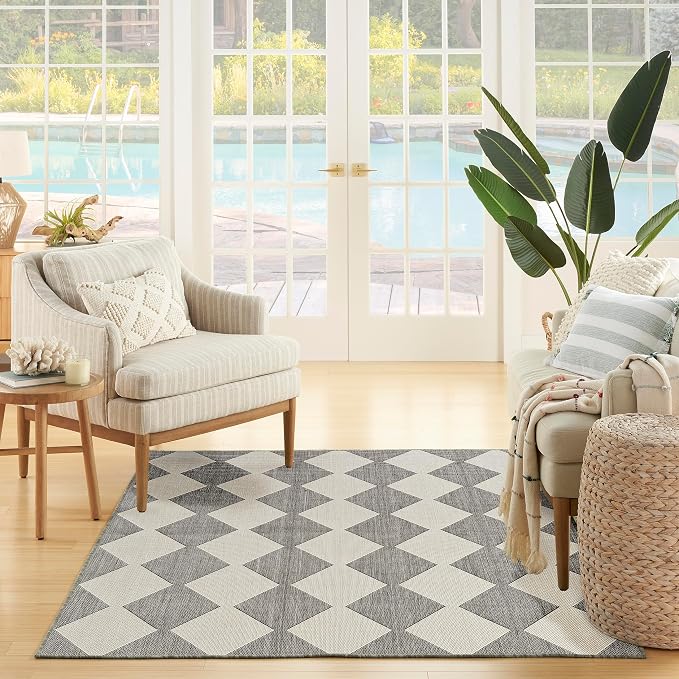 Nourison Home Positano Charcoal 4' x 6' Area Rug - Easy Clean, Non Shedding, Bed Room, Living Room, Dining Room, Kitchen (4' x 6')