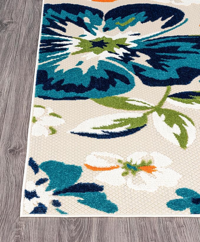 Rugshop Multi Bergamo Floral Indoor/Outdoor Runner Rug Machine Washable for Hallway, Entryway and Kitchen, 2'7" x 4'