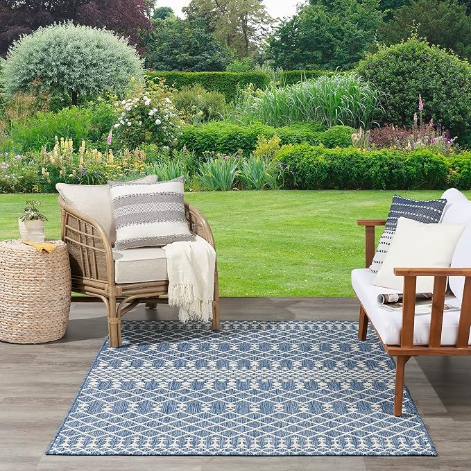 Nourison Home Positano Navy Blue 4' x 6' Area Rug - Easy Clean, Non Shedding, Bed Room, Living Room, Dining Room, Kitchen (4' x 6')