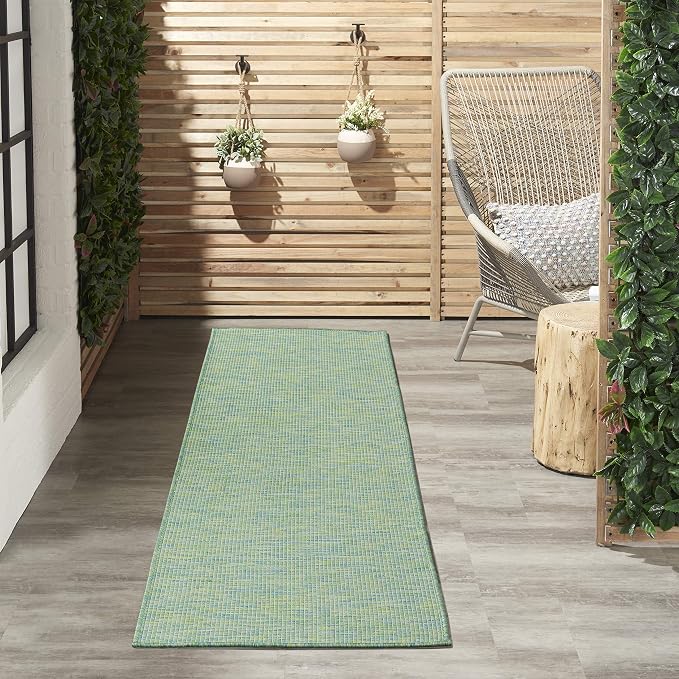 Nourison Home Positano Blue Green 2'2" x 8' Area Rug - Easy Clean, Non Shedding, Bed Room, Living Room, Dining Room, Kitchen (8' Runner)