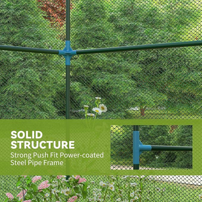 Outsunny 8' x 4' x 6' Crop Cage, Plant Protection Tent with Zippered Doors for Vegetable Garden, Backyard, Green