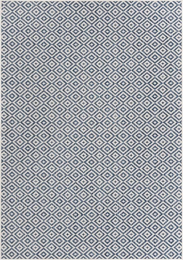 Unique Loom Outdoor Collection Area Rug - Costa Rica (7' 1' x 10' Rectangle, Blue/ Ivory)
