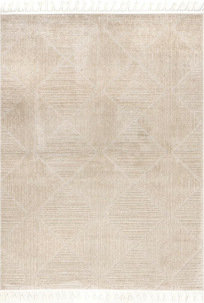 nuLOOM Kerry Beige Geometric Power Loomed Area Rug, 10' x 14' | Nuloom Kerry Geometric 10' x 14' Area Rug for Living Room Bedroom Dining Room, Beige