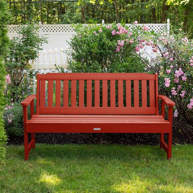 highwood Lehigh Garden Bench, 5 Feet, Rustic Red