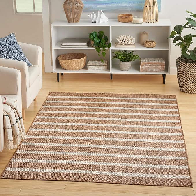 Nourison Home Positano Jute Ivory 4' x 6' Area Rug - Easy Clean, Non Shedding, Bed Room, Living Room, Dining Room, Kitchen (4' x 6')