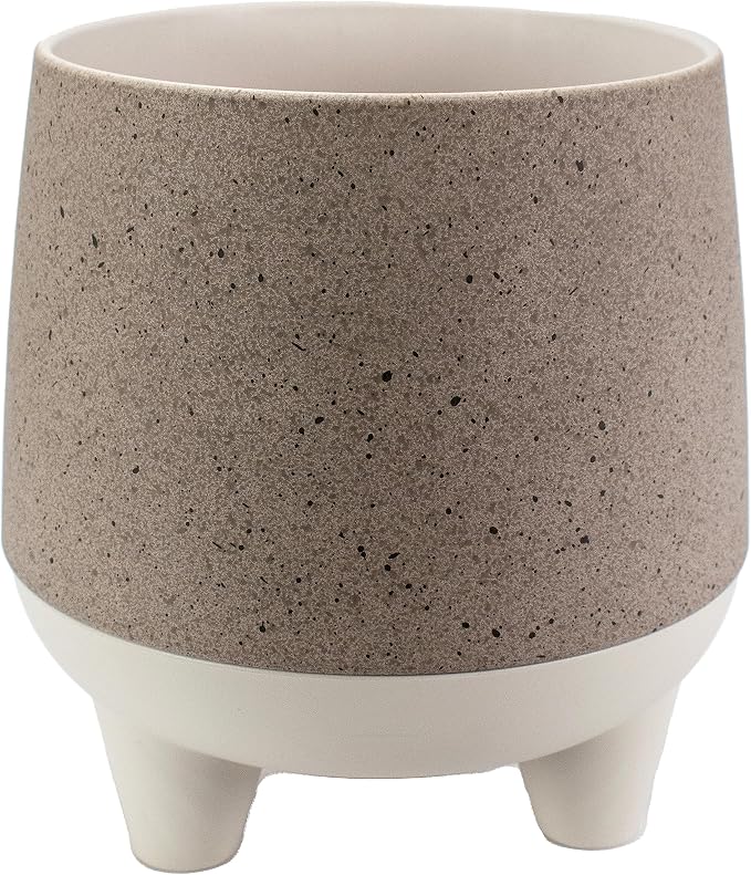 The HC Companies 8 Inch Orion Self Watering Planter - Lightweight Indoor Plastic Plant Pot for Herbs and Flowers, Greige