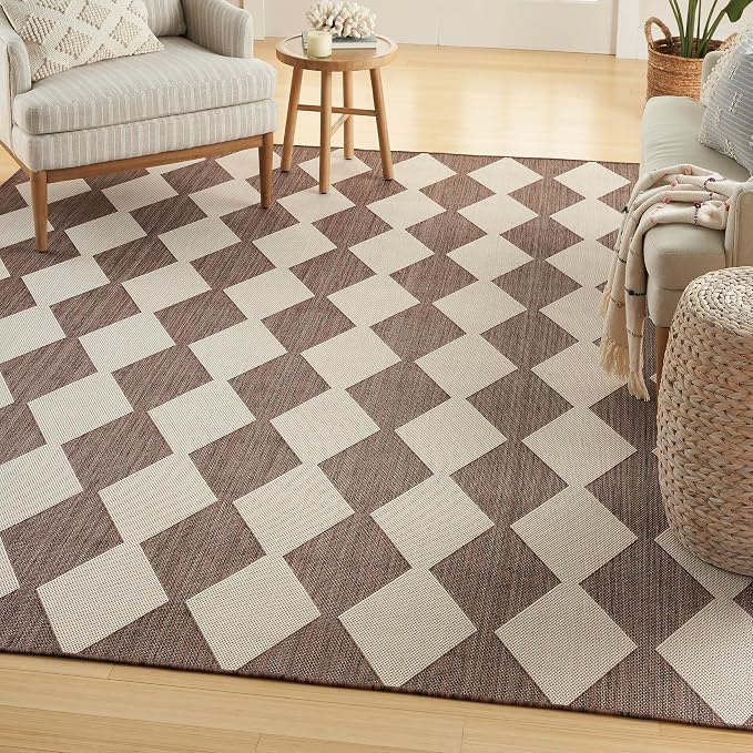 Nourison Home Positano Natural 7' x 10' Area Rug - Easy Clean, Non Shedding, Bed Room, Living Room, Dining Room, Kitchen (7' x 10')