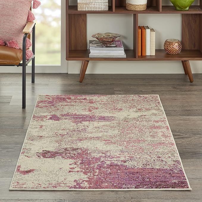 Nourison Celestial Modern Abstract Ivory/Pink 3' x 5' Area Rug, Easy Cleaning, Non Shedding, Bed Room, Living Room, Dining Room, Kitchen (3x5)