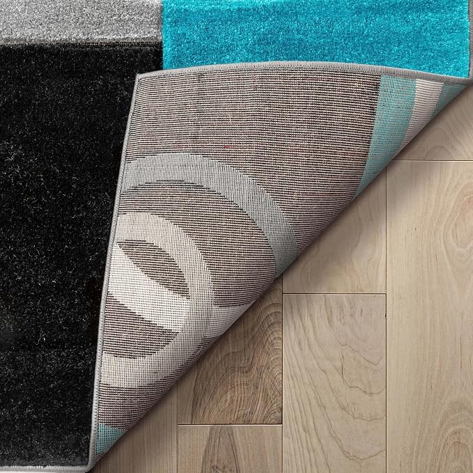 Well Woven Ruby Echo Shapes & Circles Geometric Blue 5 by 7 Rug - Medium Size Blue Rug, Thick Pile Carpet, Durable Easy Care Floor Covering, Stain Resistant, Contemporary Style, Modern Pattern
