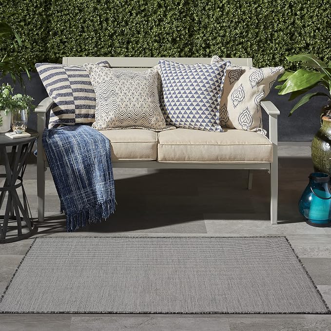 Nourison Home Positano Charcoal 3' x 5' Area Rug - Easy Clean, Non Shedding, Bed Room, Living Room, Dining Room, Kitchen (3' x 5')