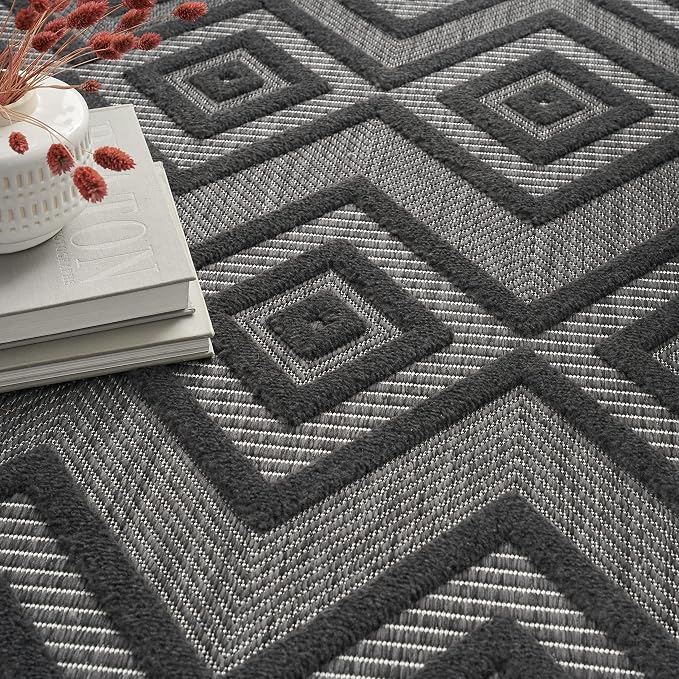 Nourison Home Versatile Charcoal Black 5' x 7' Area Rug - Easy Clean, Non Shedding, Bed Room, Living Room, Dining Room, Kitchen (5' x 7')