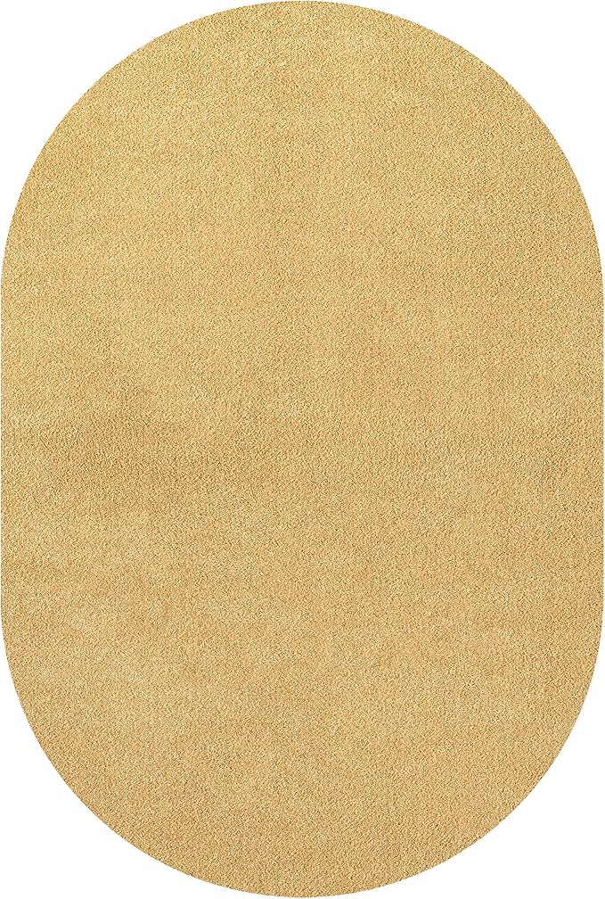 JONATHAN Y Haze Solid Low-Pile Mustard 6x9 Oval Indoor Area Rug, Coastal,Bohemian,Minimalist,Classic, Easy-Cleaning for Living Room,Bedroom,Kitchen,Pet Friendly,Non-Shedding (SEU100B-6OV)