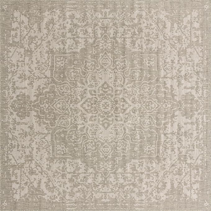 Unique Loom Jill Zarin Outdoor Collection Area Rug - Dubai (10' 8'' Square, Gray/ Ivory)