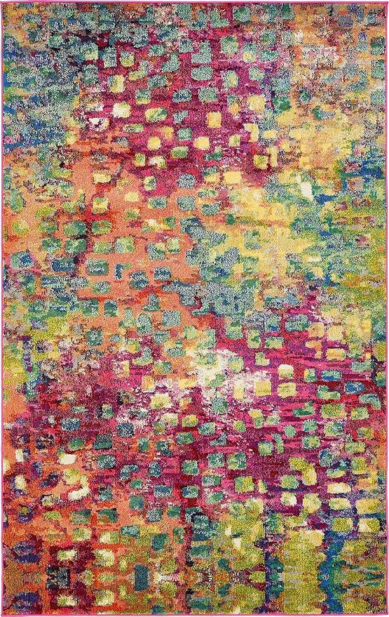 Unique Loom Jardin Collection Colorful, Vibrant, Abstract, Modern Area Rug (5' 1 x 8' 0 Rectangular, Multi/ Blue)