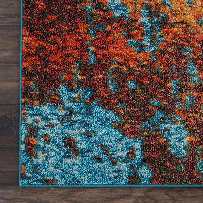 Nourison Home Celestial Atlantic 9' x 12' Area Rug - Easy Clean, Non Shedding, Bed Room, Living Room, Dining Room, Kitchen (9' x 12')