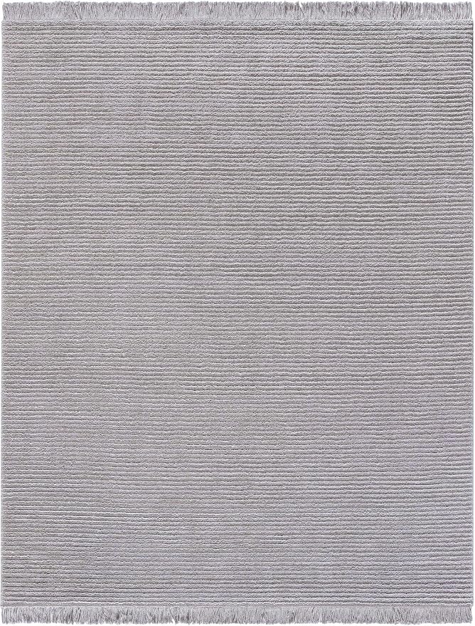 Well Woven Allie Grey Stripes Geometric Area Rug 4x6 (3'11" x 5'3") - Soft High-Low Texture for Living Room, Bedroom & Office