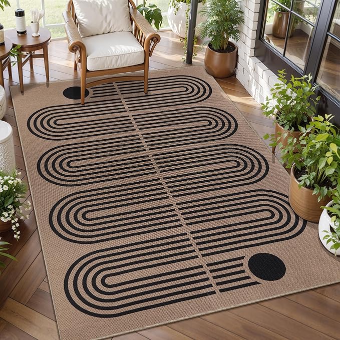 Tangsoo Easy Jute 3x5 Outdoor Area Rug for Living Room,Washable Indoor Rugs Farmhouse Non-Slip Thin Door Mat,Modern Throw Carpet for Front Porch Bedroom Patio Entryway Balcony