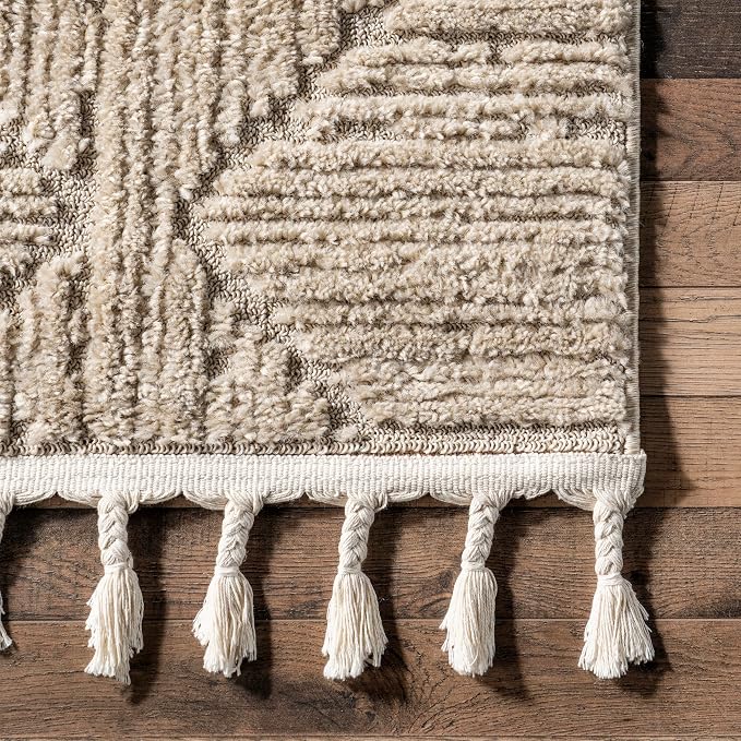 nuLOOM Kerry Beige Geometric Power Loomed Area Rug, 10' x 14' | Nuloom Kerry Geometric 10' x 14' Area Rug for Living Room Bedroom Dining Room, Beige