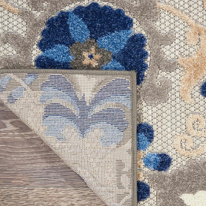 Nourison Home Aloha Natural Blue 7'10" x 10'6" Area Rug - Easy Clean, Non Shedding, Bed Room, Living Room, Dining Room, Kitchen (8' x 11')